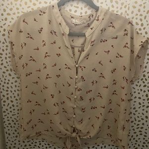 Floral button crop top